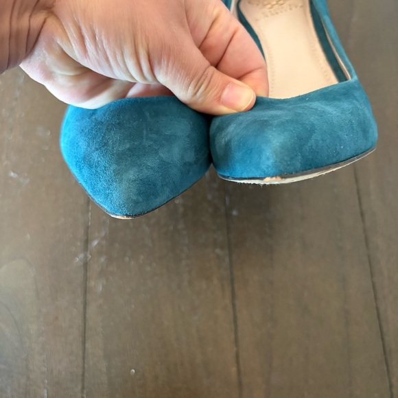 Vince Camuto Cynthea Turquoise Teal Suede Leather Heels Pumps Size 9 - Picture 7 of 12